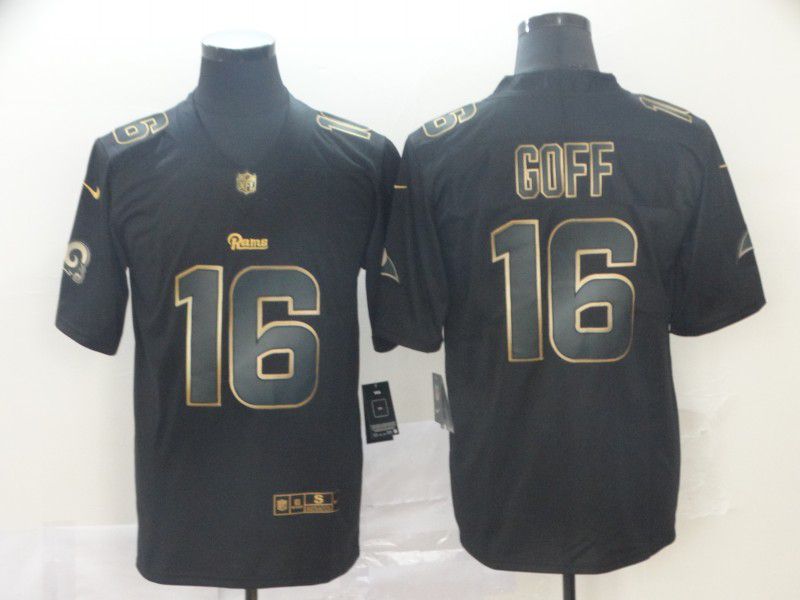 Men Los Angeles Rams #16 Goff Black Nike Vapor Limited Black Golden NFL Jerseys->los angeles rams->NFL Jersey